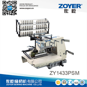 Zy 1433PSM Zoyer 33-agujas Cama plana de doble cadena Smocking Máquina de coser con shirring